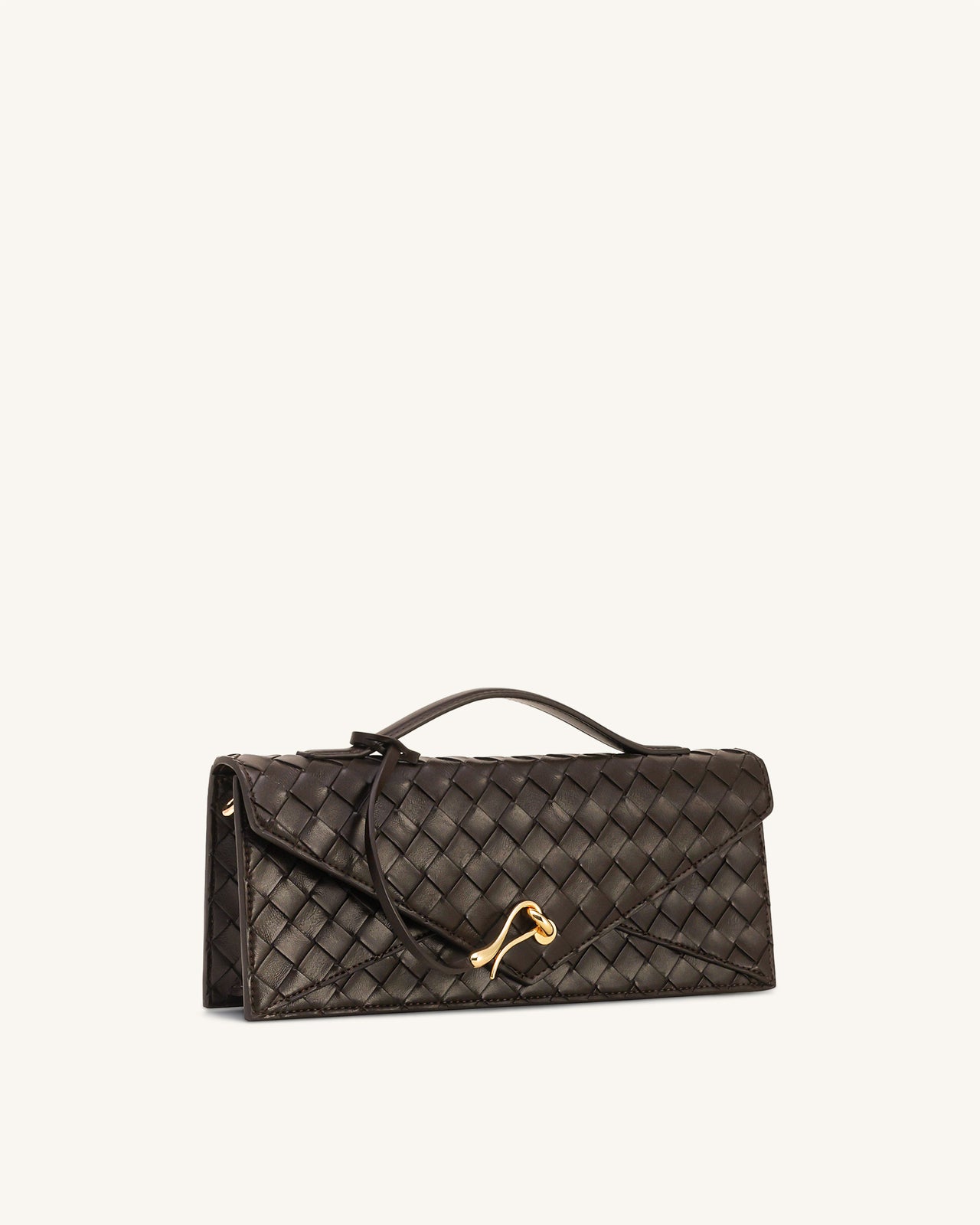 Celeste Strukturiert gewebte Umschlag-Henkeltasche - Dunkelbraun