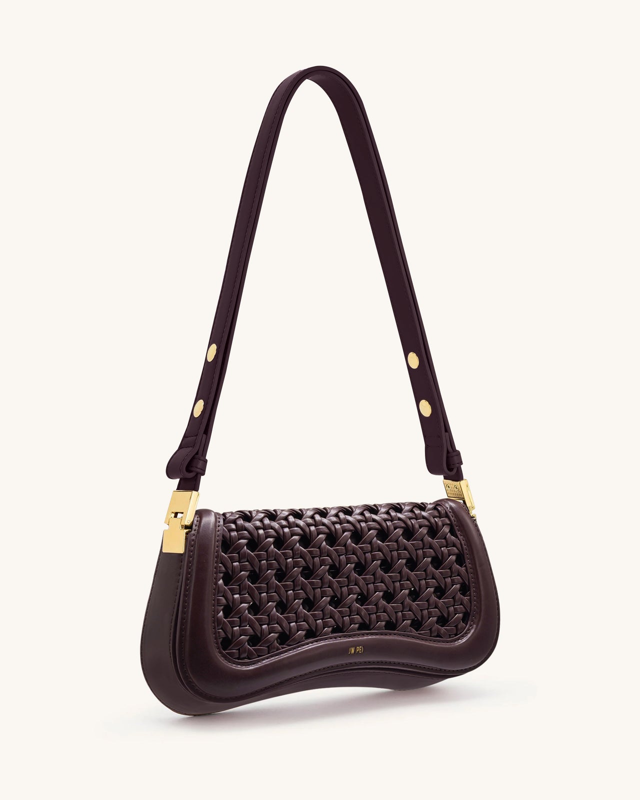 Joy Geflochtene Schultertasche – Dunkelrot