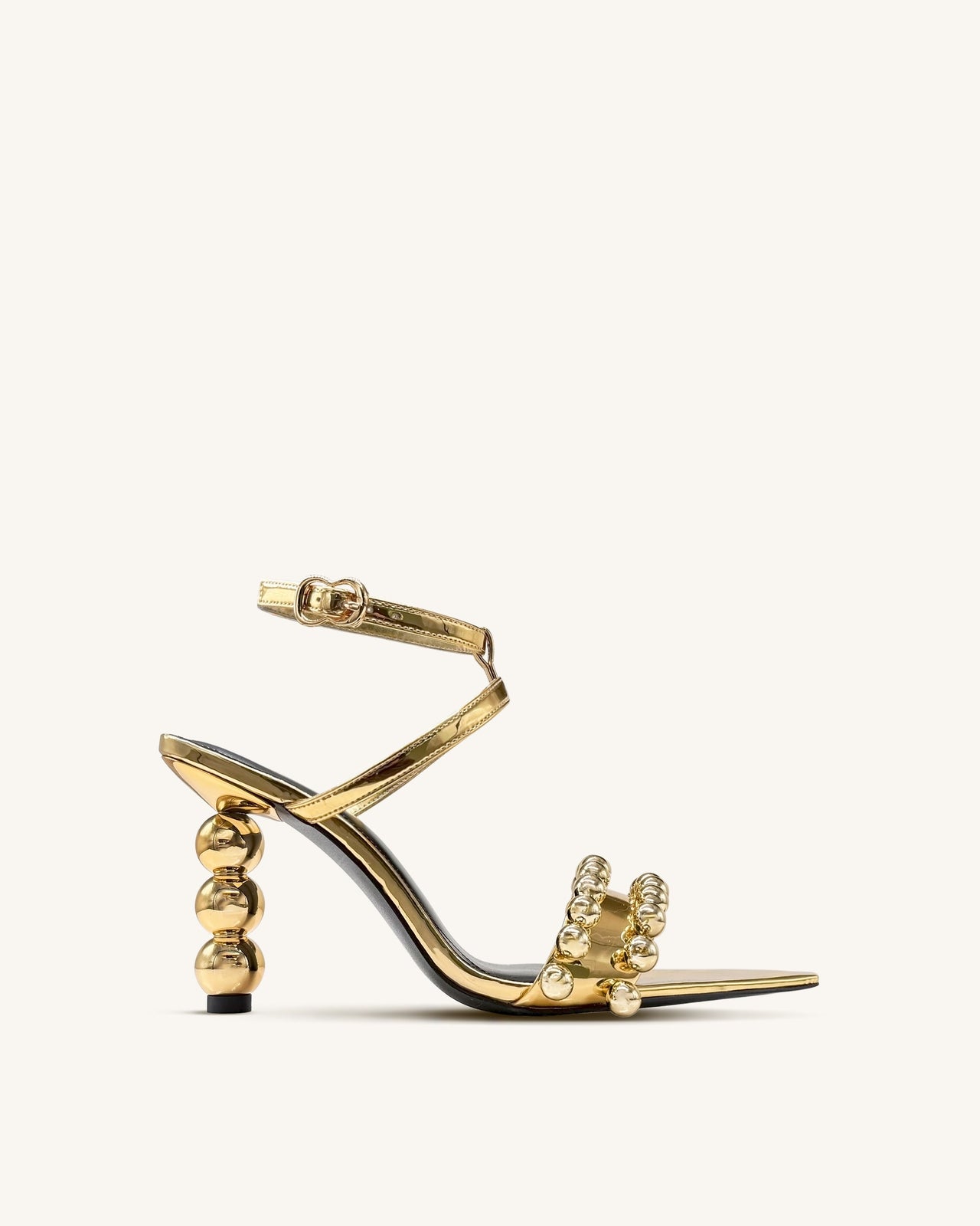 Mia Riemchen-High Heels mit Perlendetails – Gold
