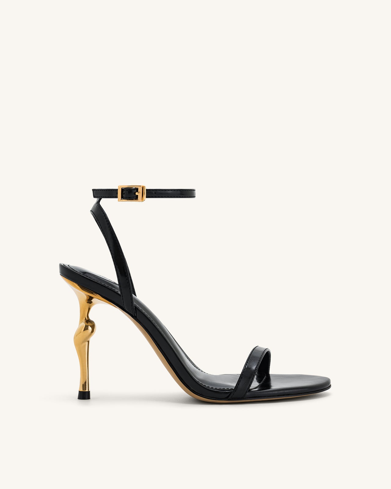 Alivia Gold Metal Heel Sandalen - Schwarz