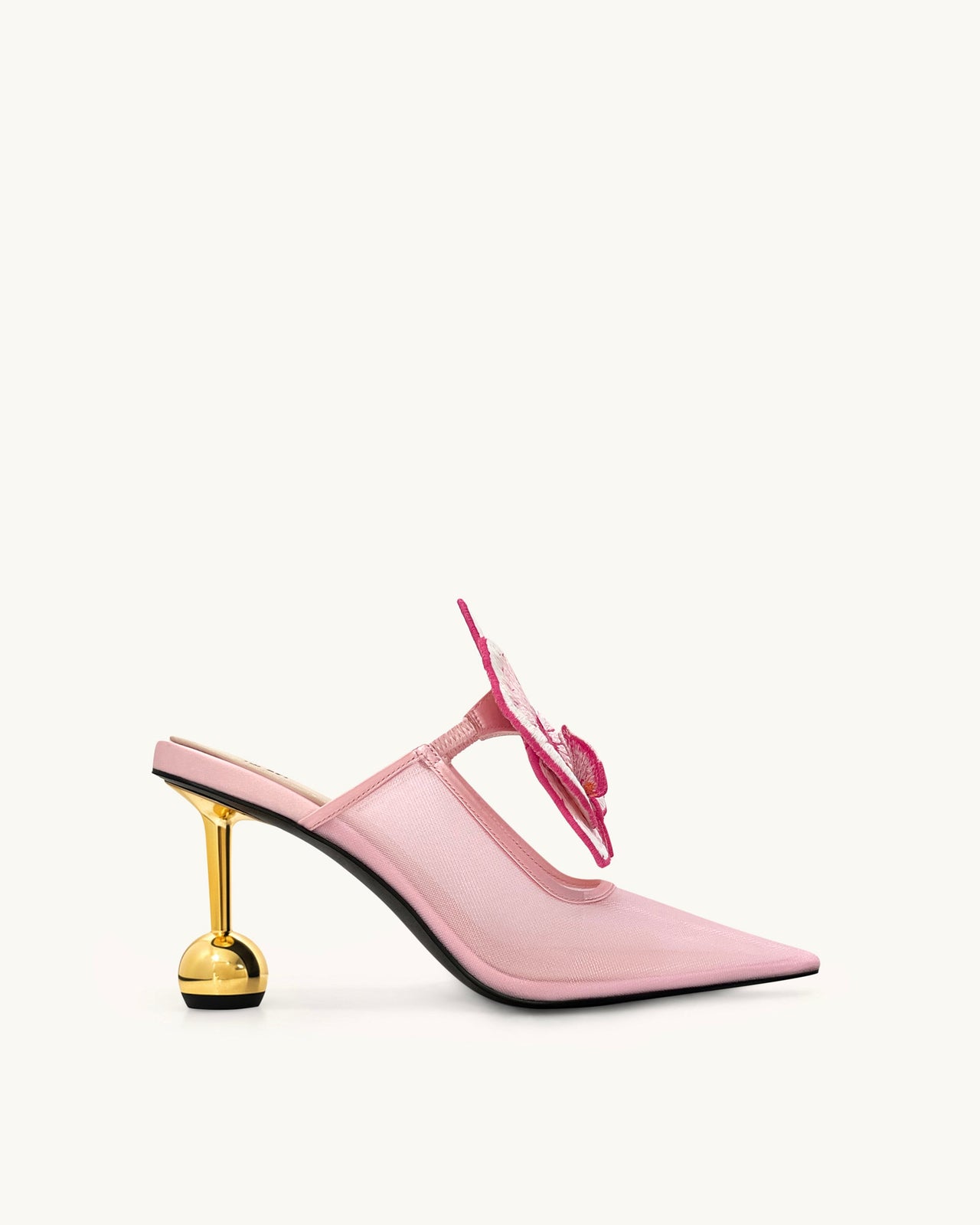 Sofia Mules mit Orchideen-Kugelabsatz - Rosa