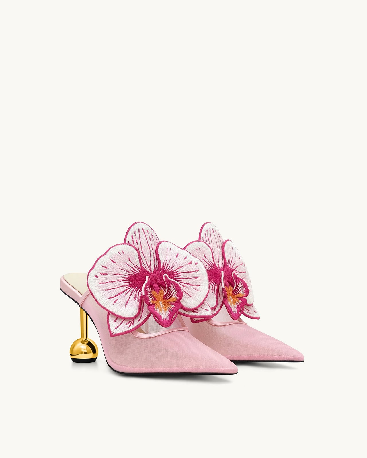 Sofia Mules mit Orchideen-Kugelabsatz - Rosa