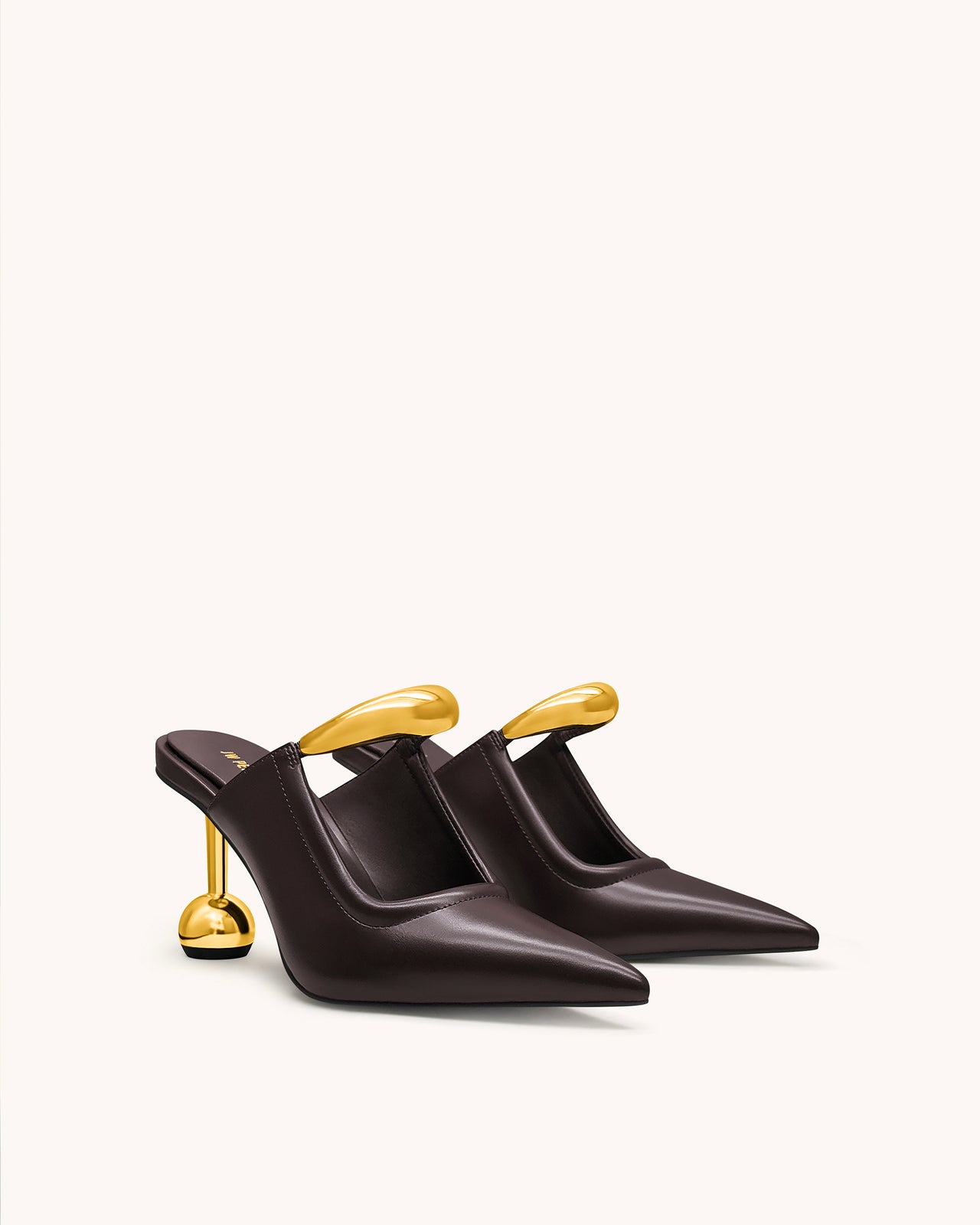 Sofia Mules mit Metallakzent und Kugelabsatz - Tiefes Bordeaux