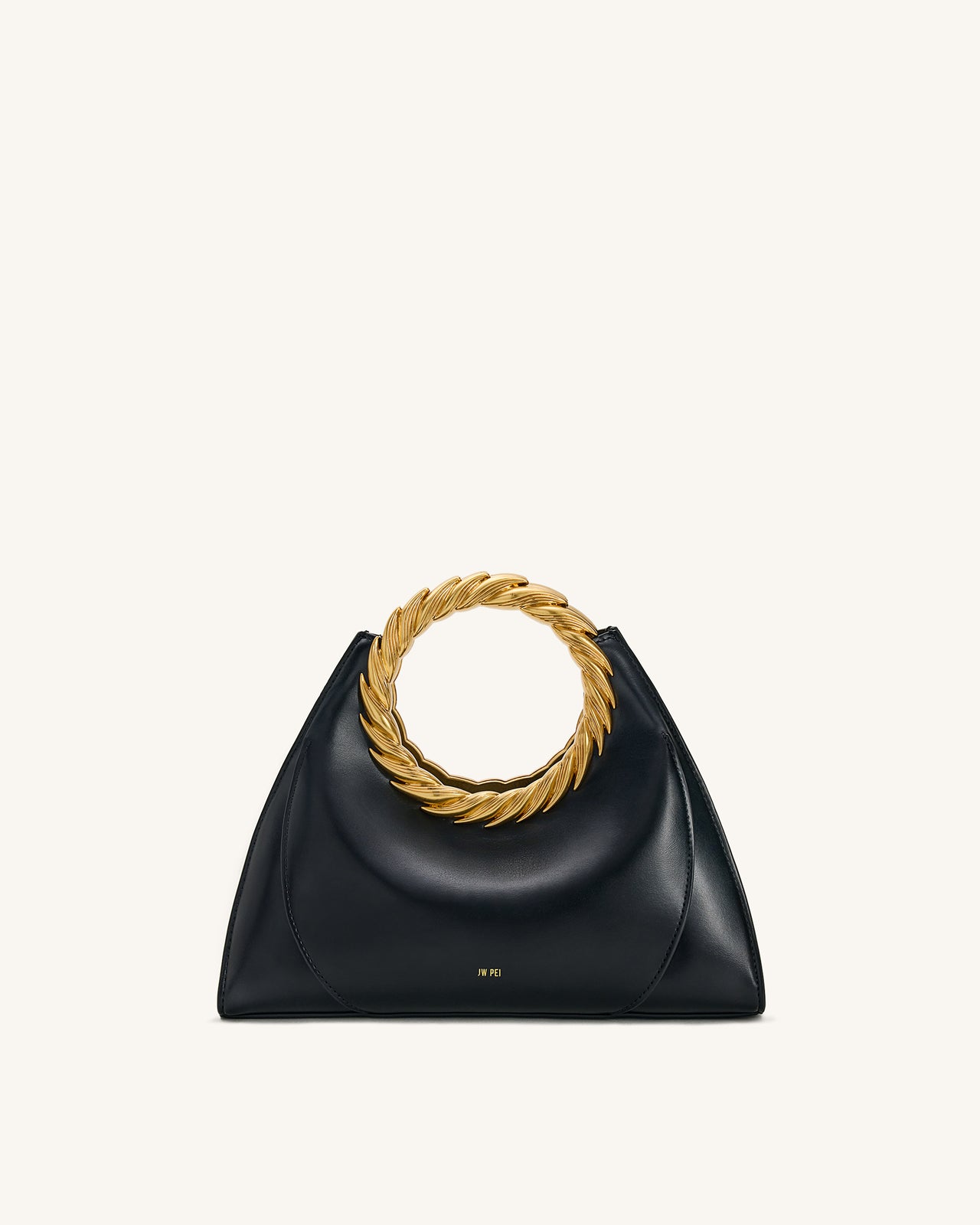 Amiya Skulpturale Tasche mit Blattgriff - Schwarz