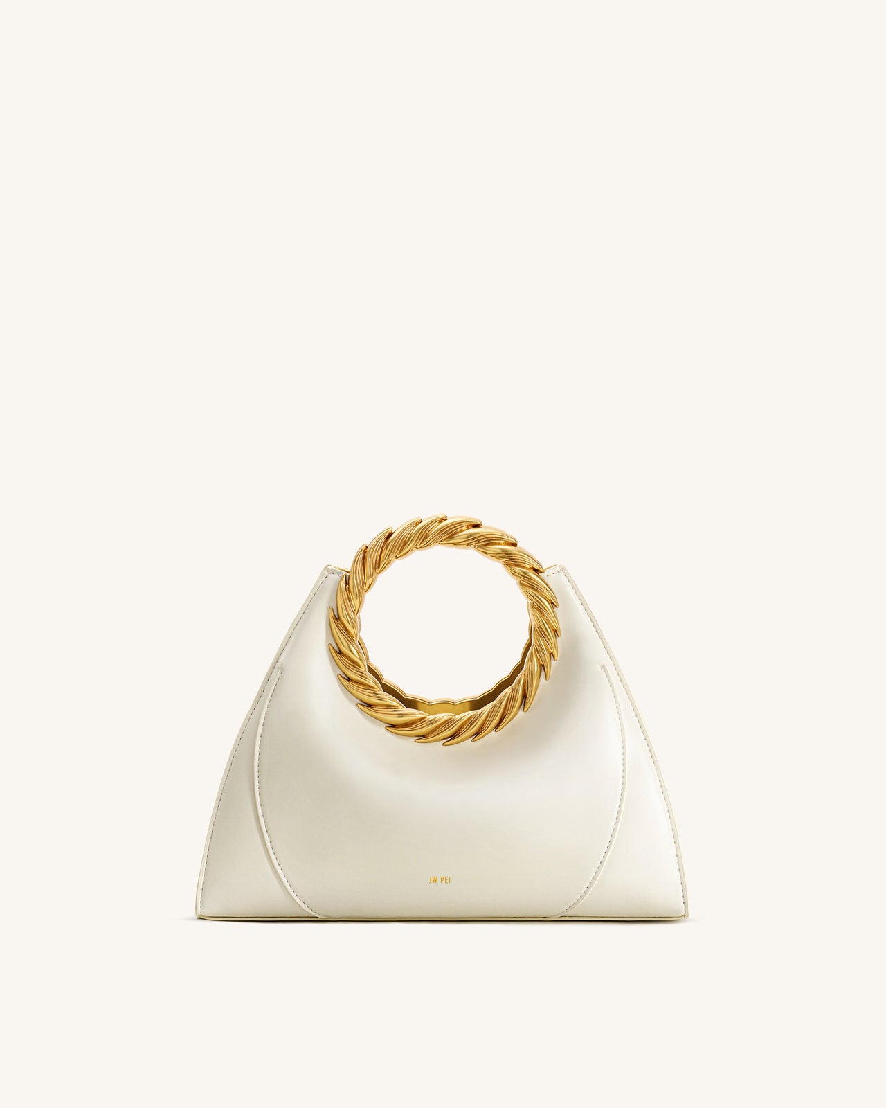 Amiya Skulpturale Tasche mit Blattgriff - Weiß