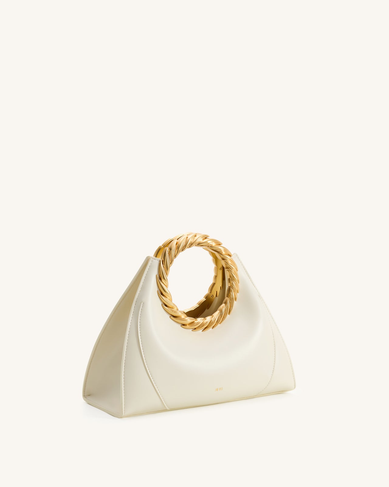 Amiya Skulpturale Tasche mit Blattgriff - Weiß