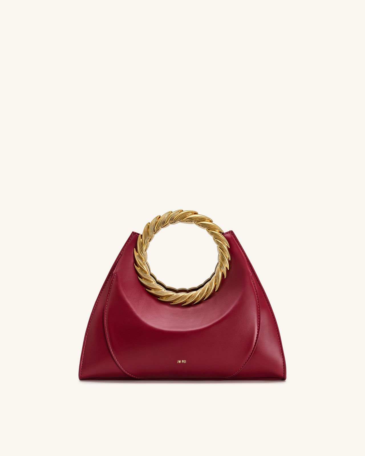 Amiya Blattgriff Skulptur Tasche - Weinrot