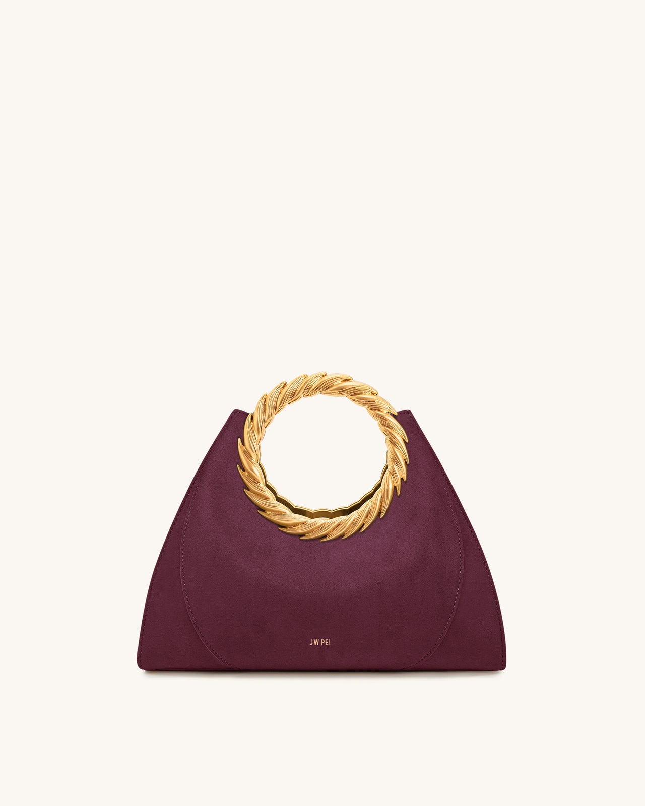 Amiya Blattgriff Kunstleder Skulptur Tasche - Merlotrot