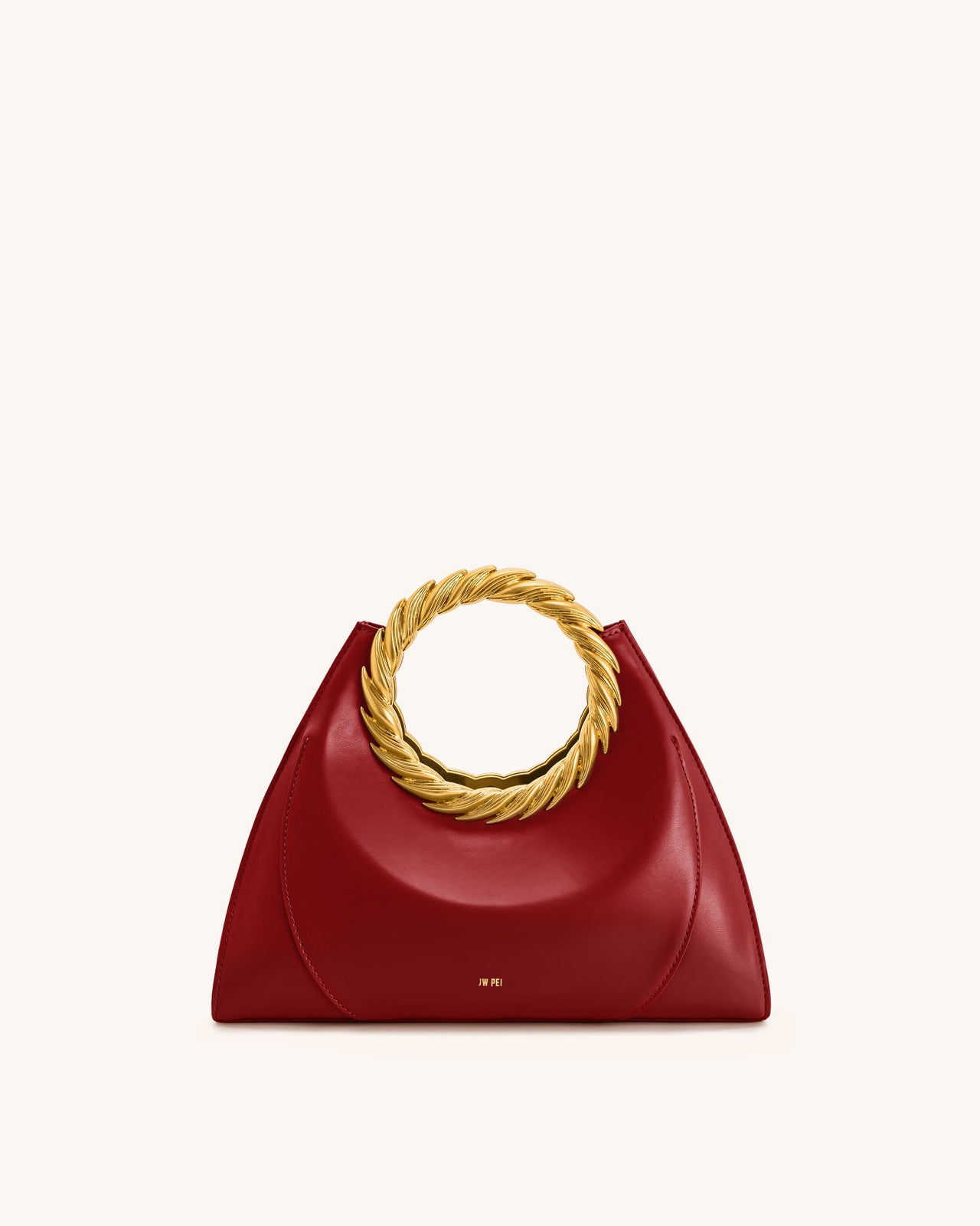 Amiya Blattgriff Skulptur Tasche - Weinrot