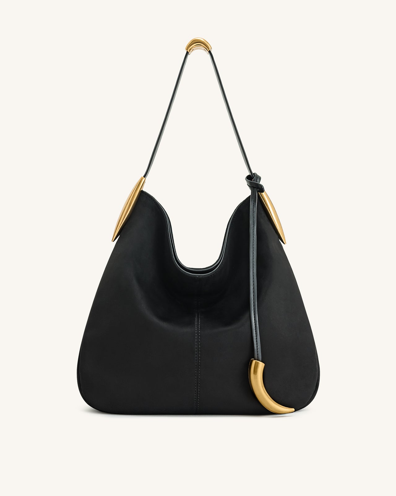 Nina Hobo-Tasche mit Metallanhänger – Schwarz