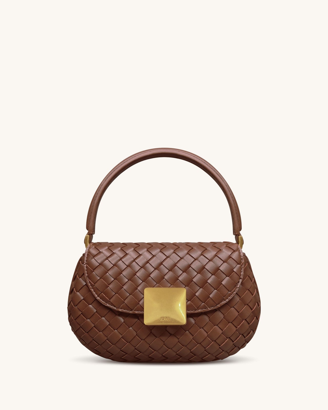 Zuri Handgewebte Tasche mit rundem Henkel - Braun