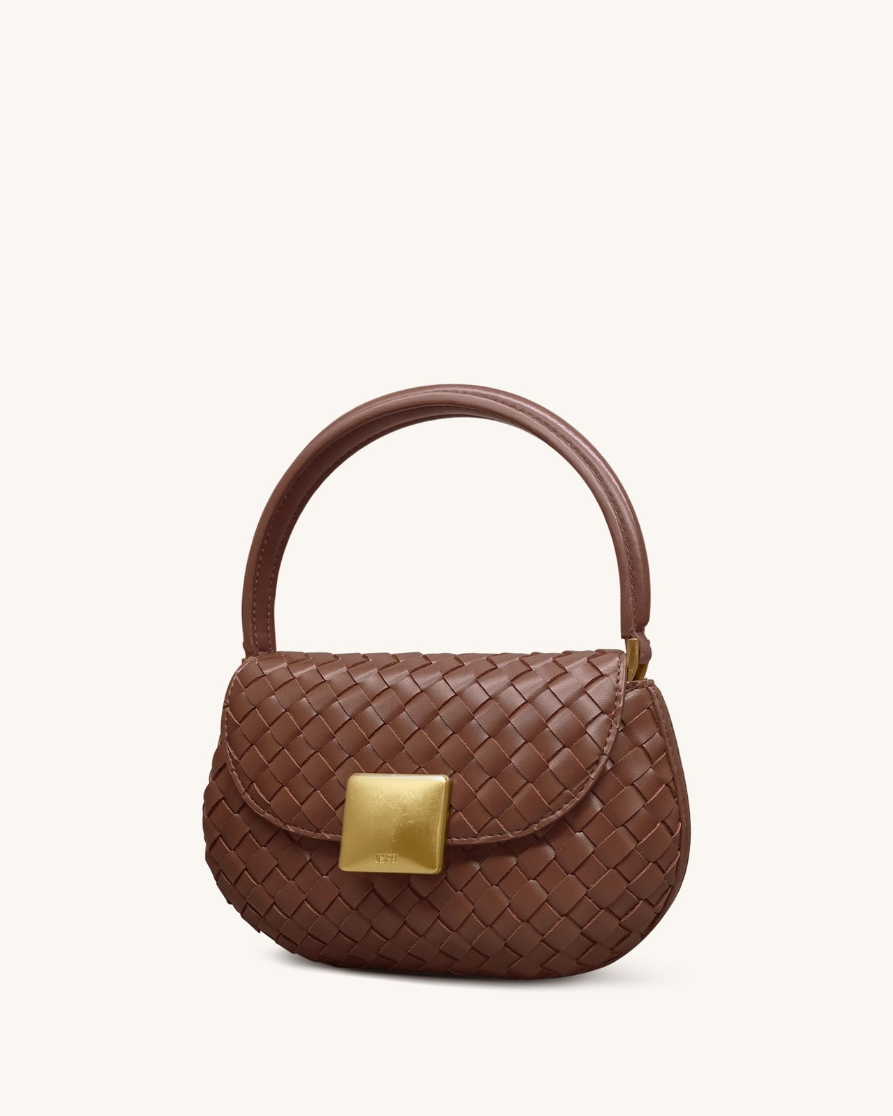 Zuri Handgewebte Tasche mit rundem Henkel - Braun