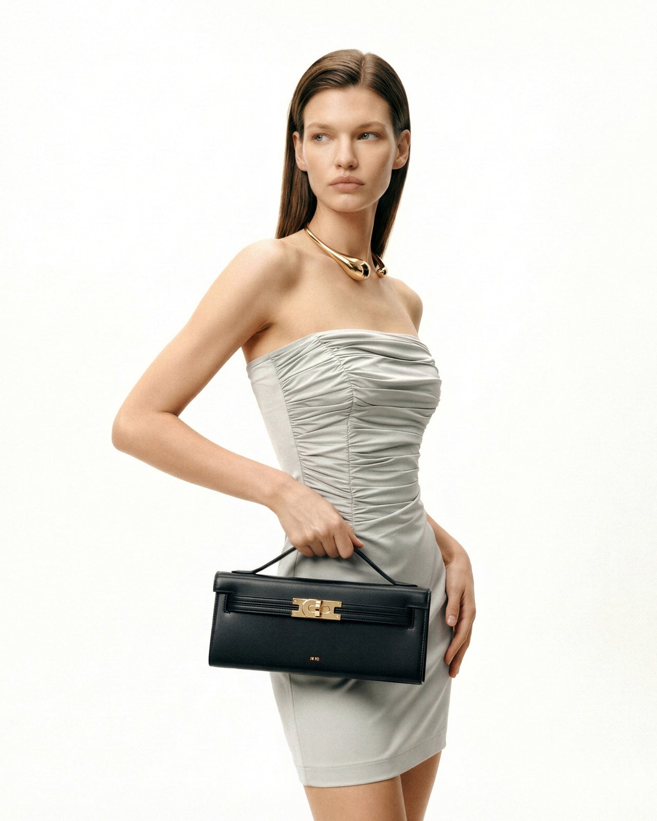 Bria Strukturierte Tasche mit oberem Griff – Schwarz