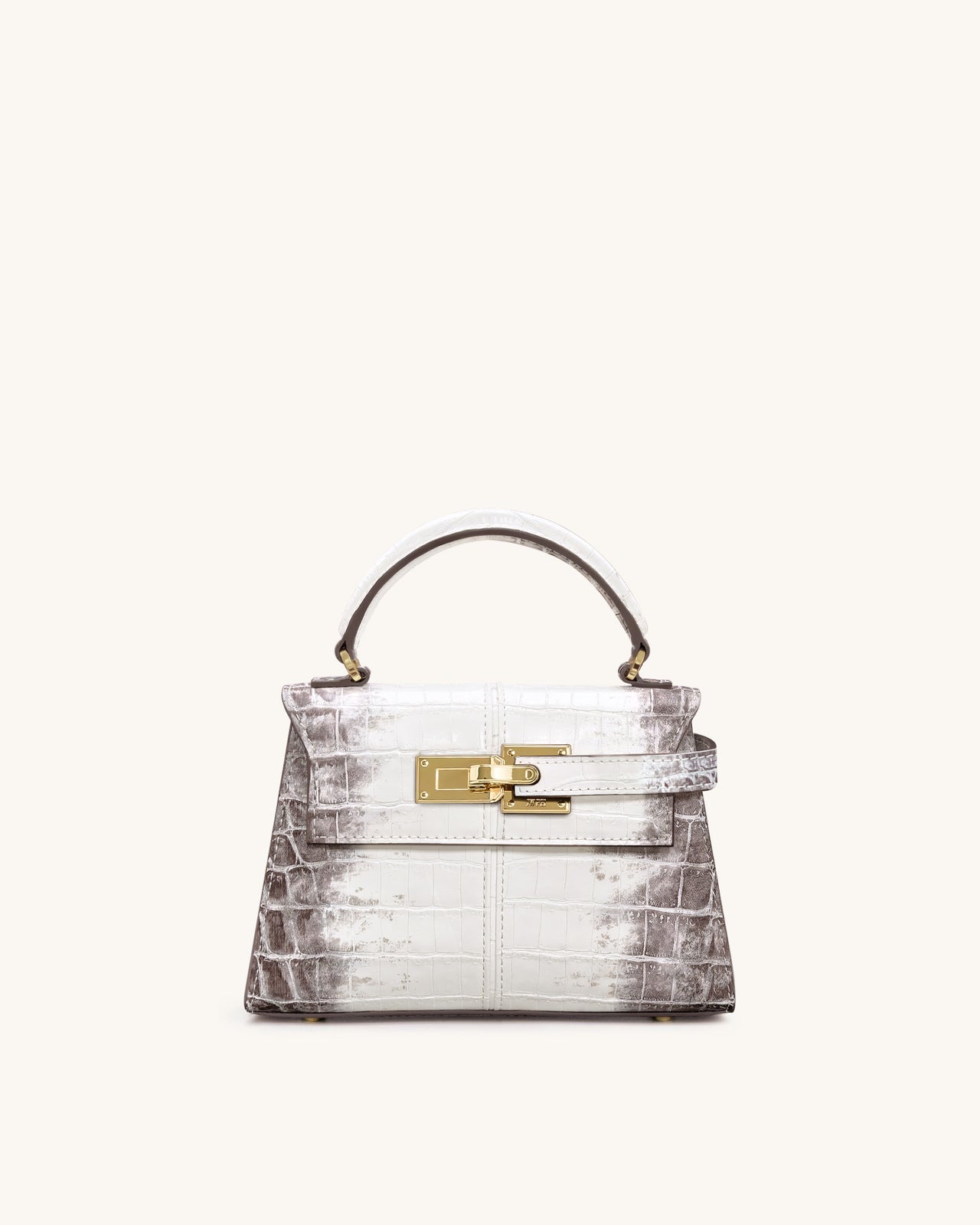 Elise Henkeltasche mit Krokoprägung - Weiß