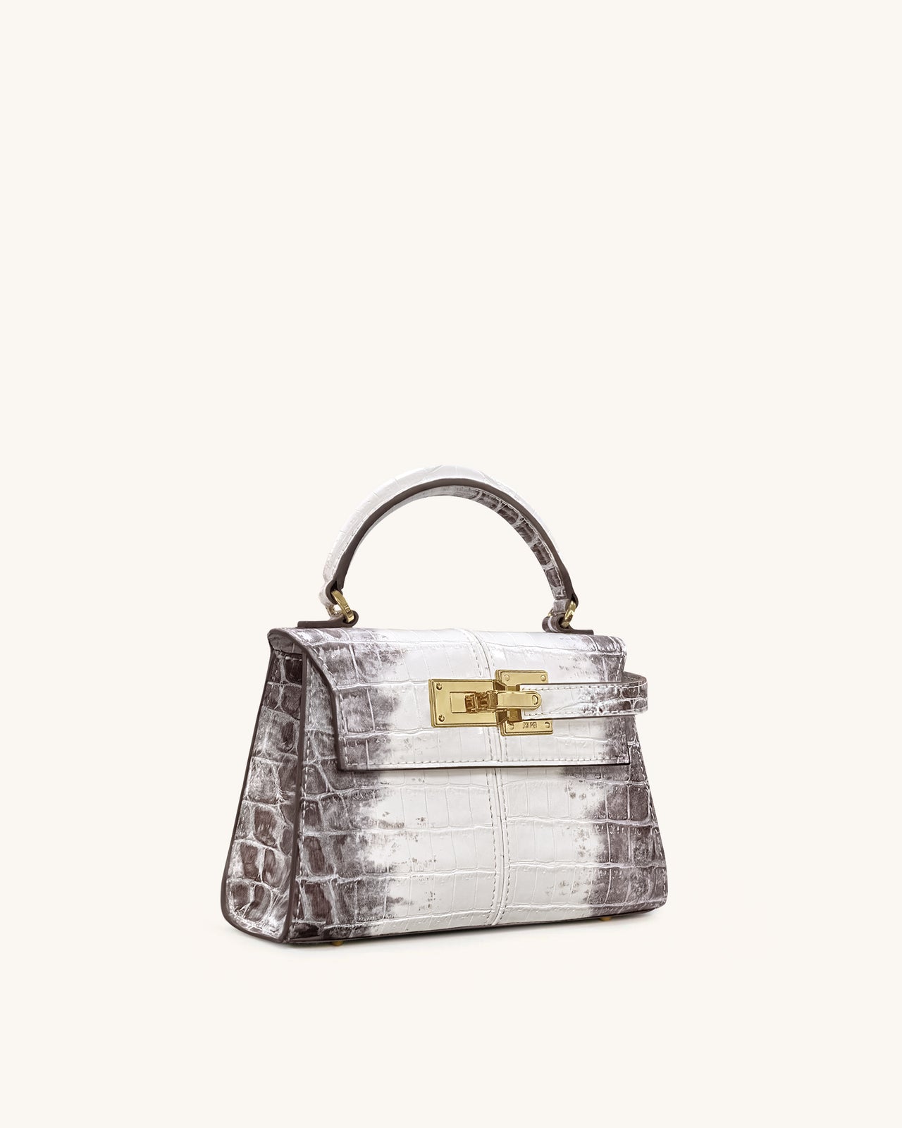 Elise Henkeltasche mit Krokoprägung - Weiß