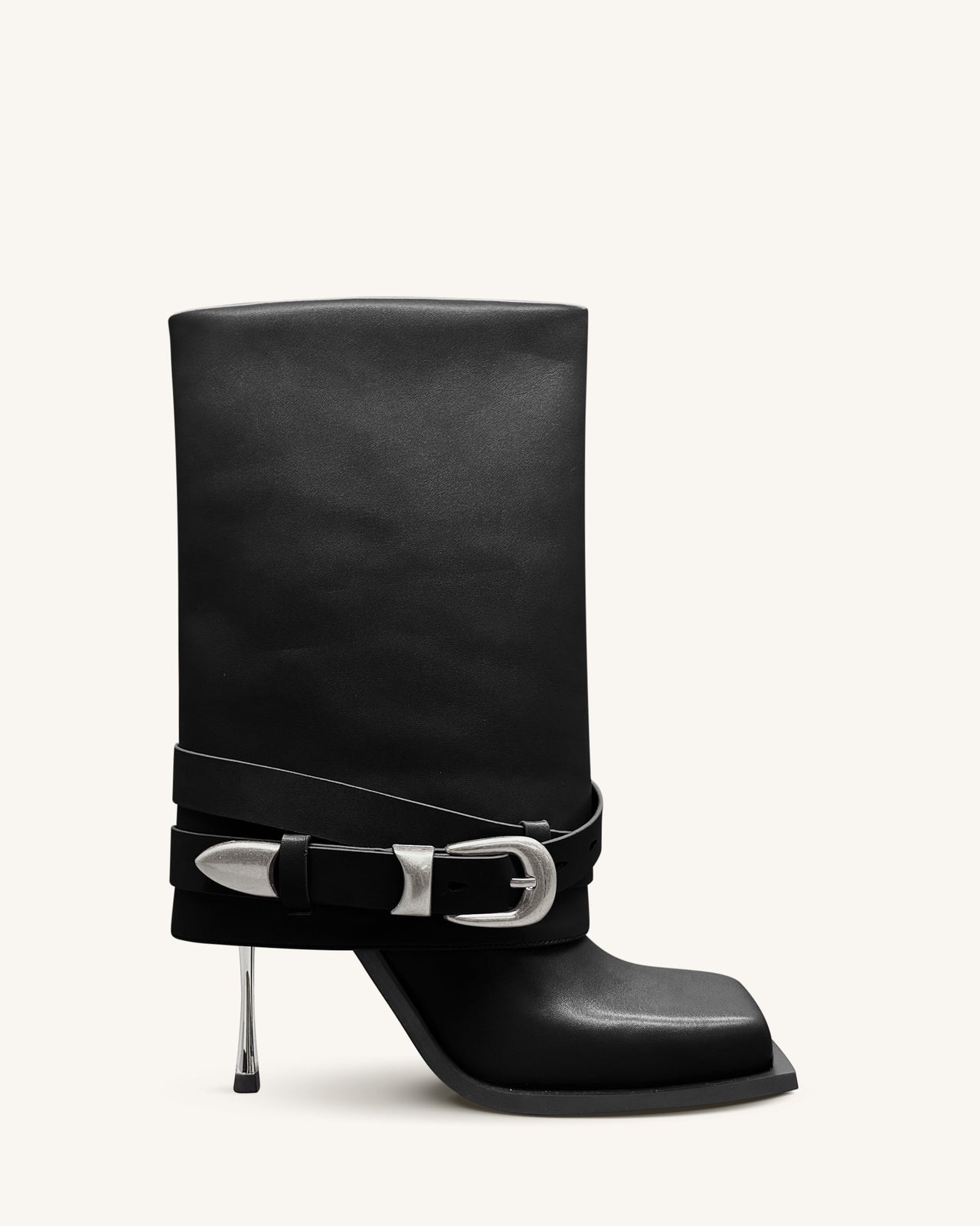 Emilia Westerne Stilettos mit Schnallen aus Leder - Schwarz