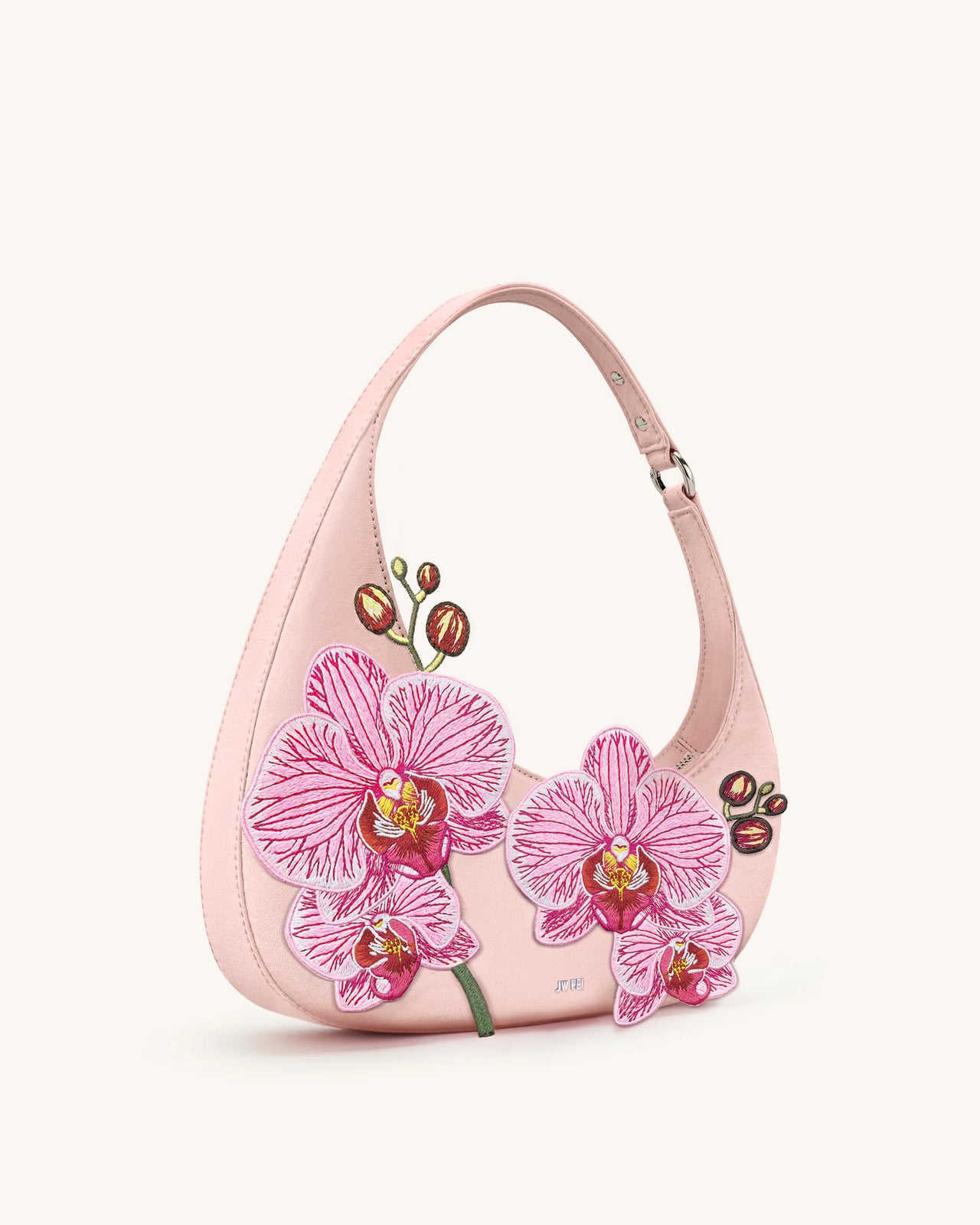 Harlee Orchidee Bestickte Schultertasche - Rosa
