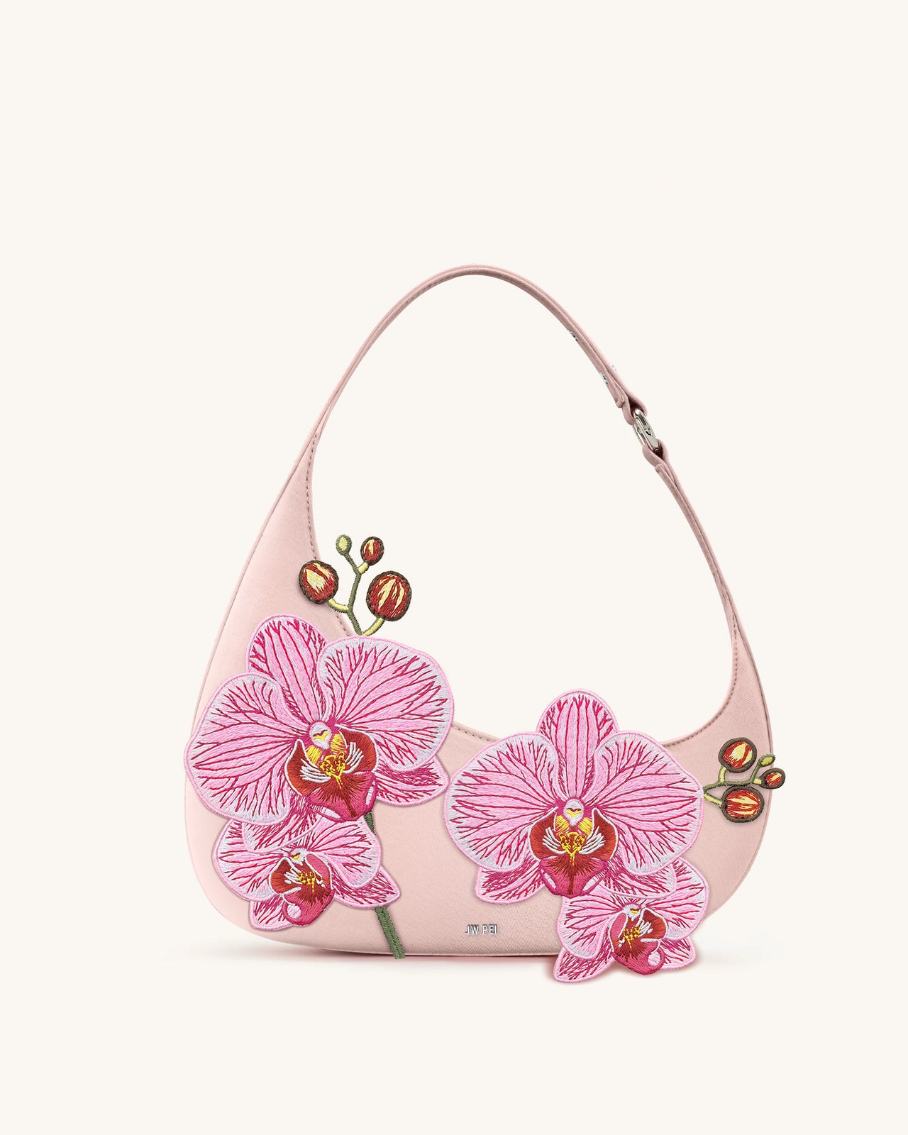Harlee Orchidee Bestickte Schultertasche - Rosa