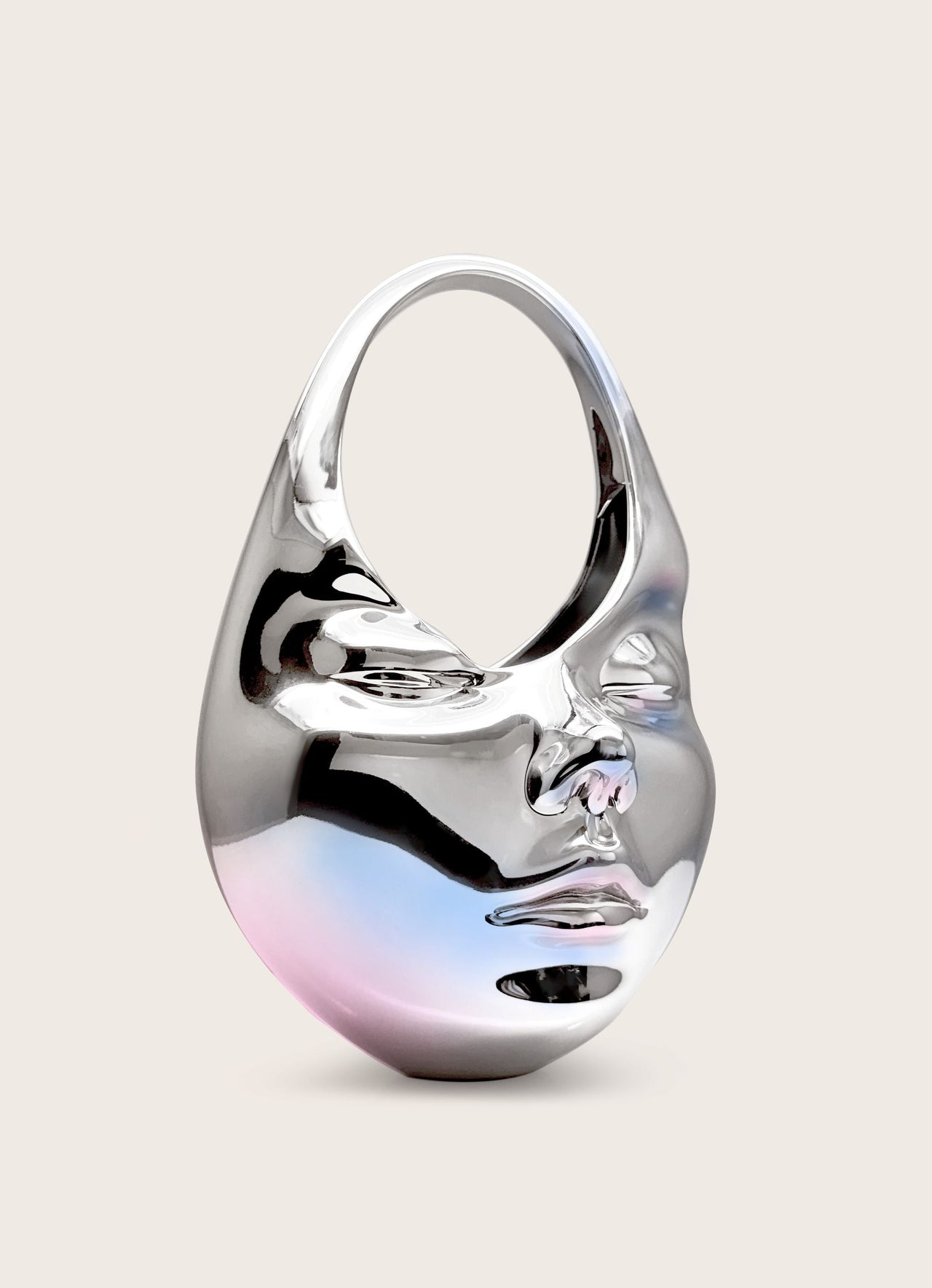Lillian Gesicht Halbmond-Taschengrifftasche – Silber