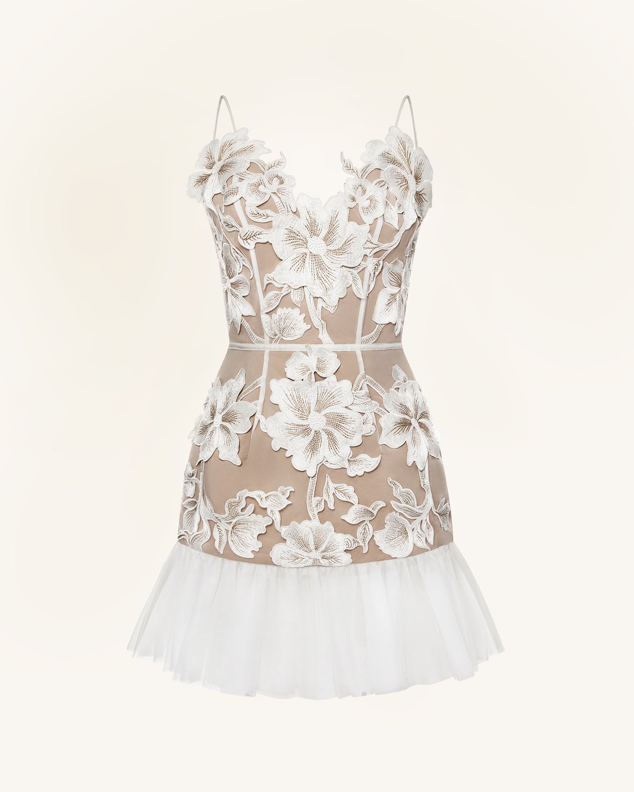 Blumen Trägerkleid Minikleid - Weiß