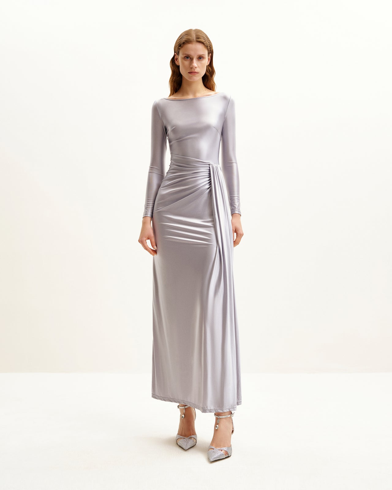 Amara Metallisches Rüschenkleid - Silber