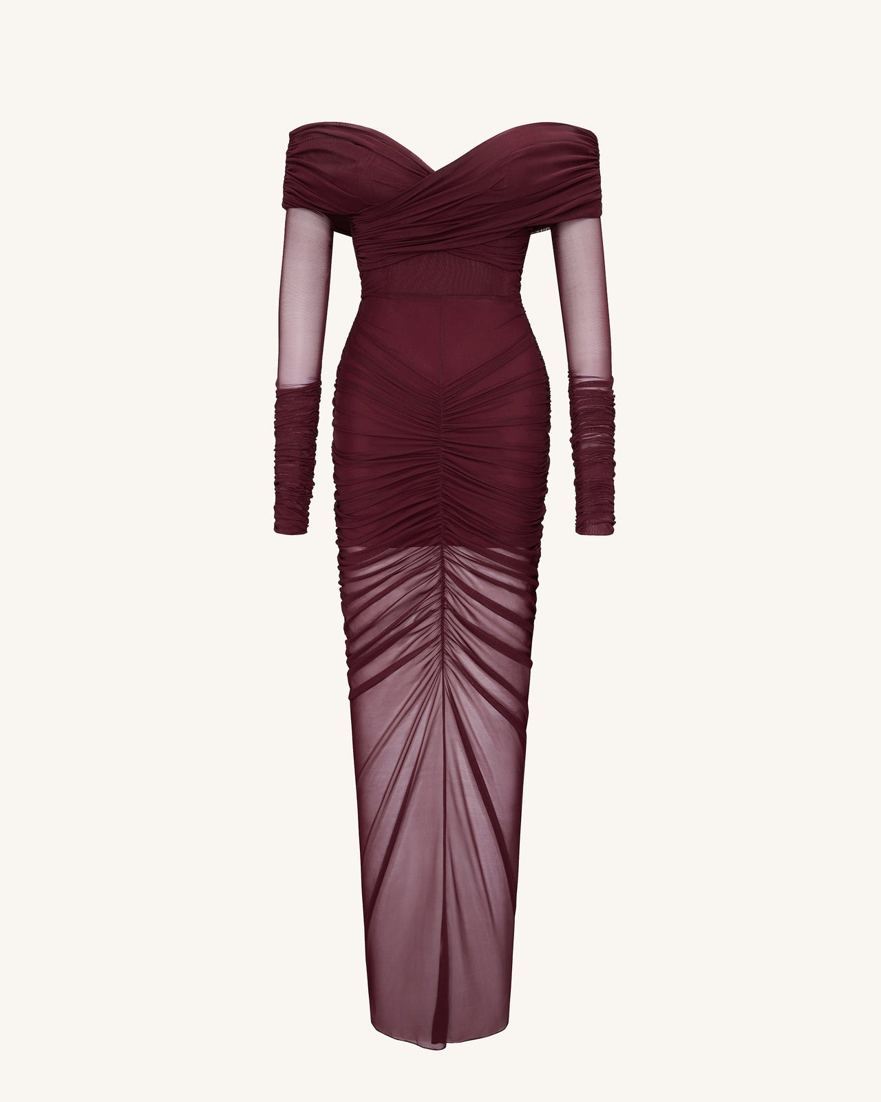 Emily Elegantes Off-Shoulder Rüschenkleid – Rot