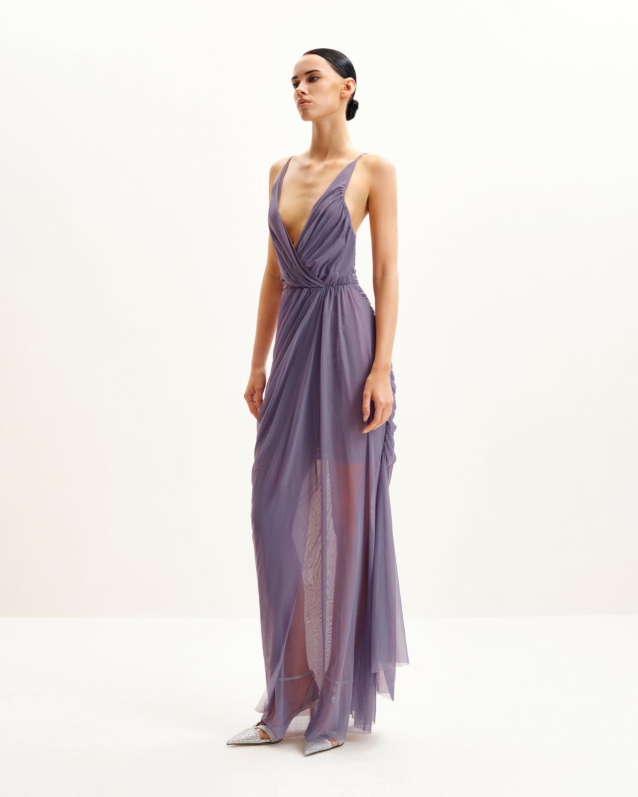 Luna Fließendes Mesh-Abendkleid - Lavendel