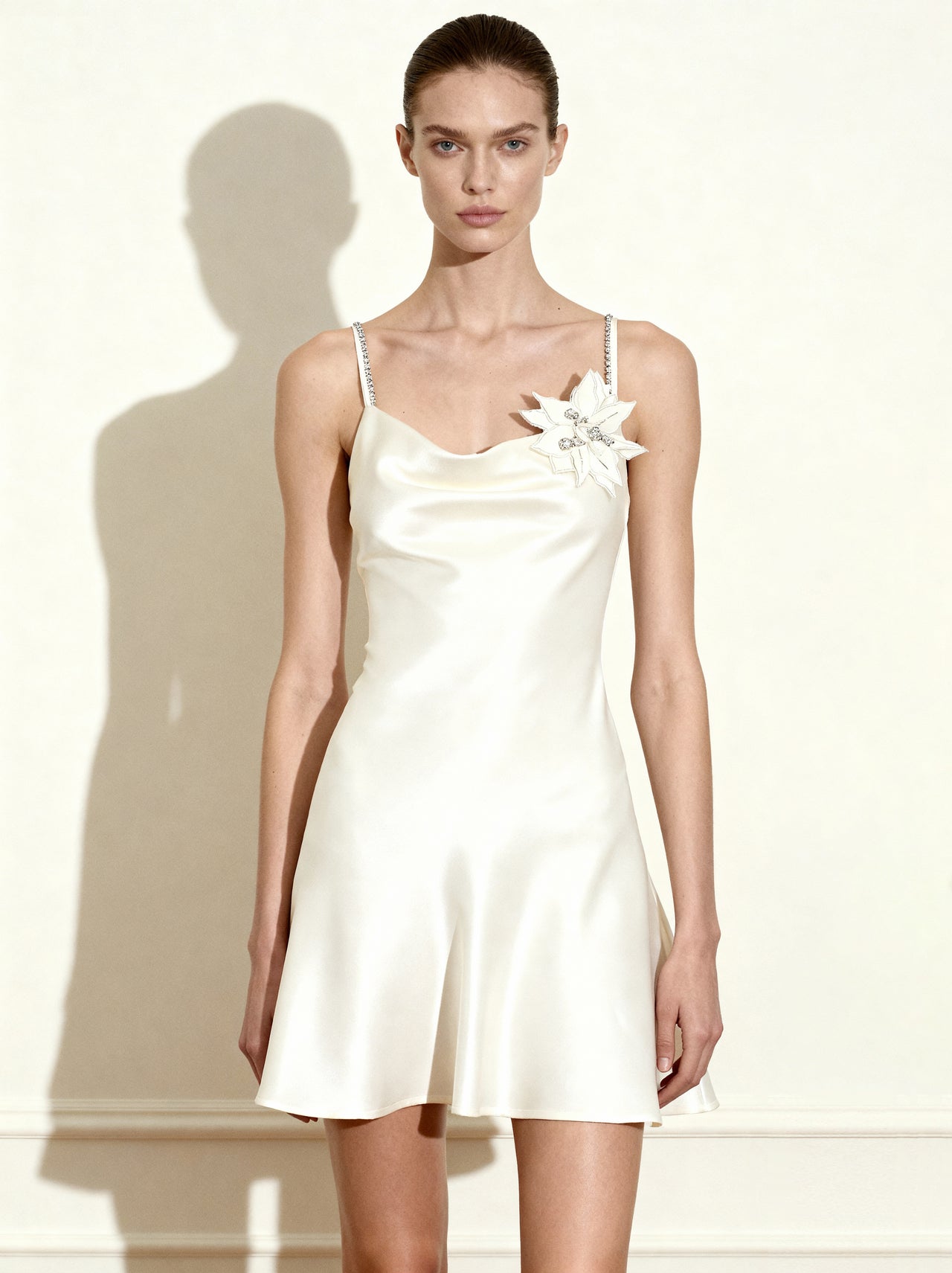 Crystal Flora Slipkleid – Weiß