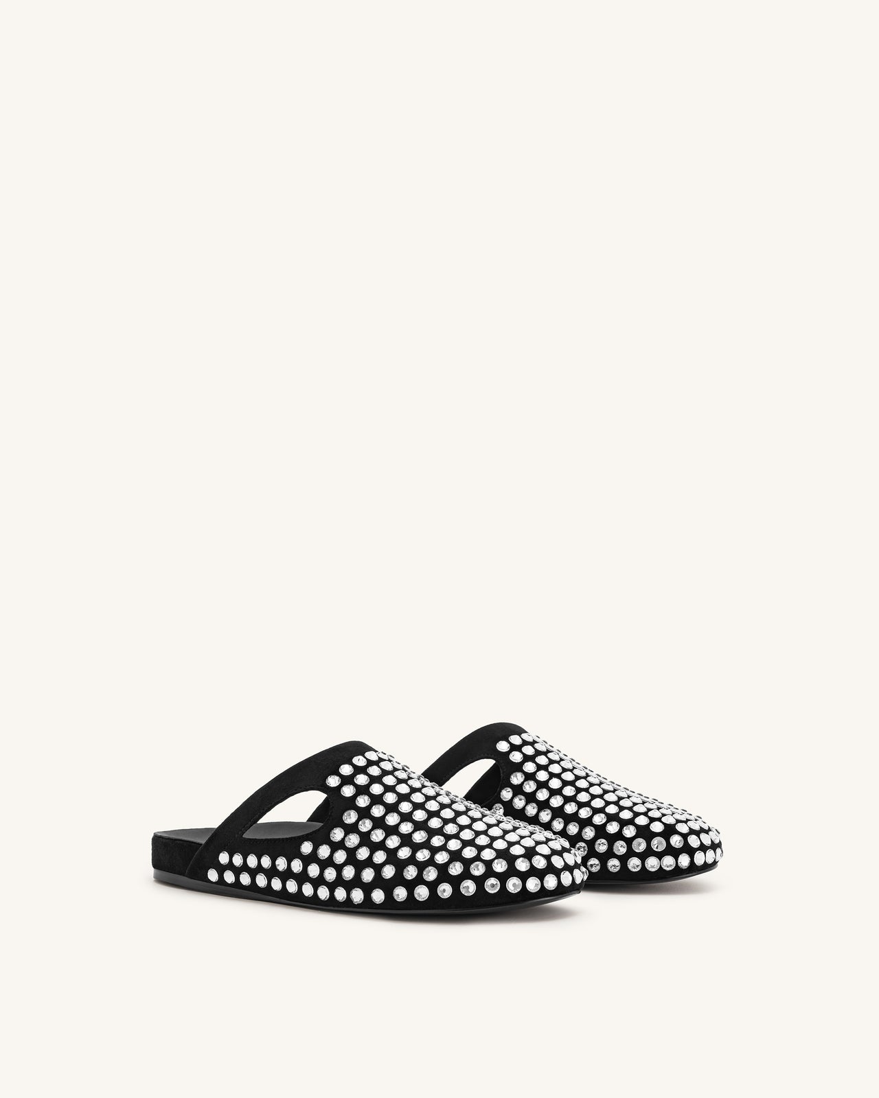 Athena Flache Maultiere aus künstlichem Kristall - Schwarz