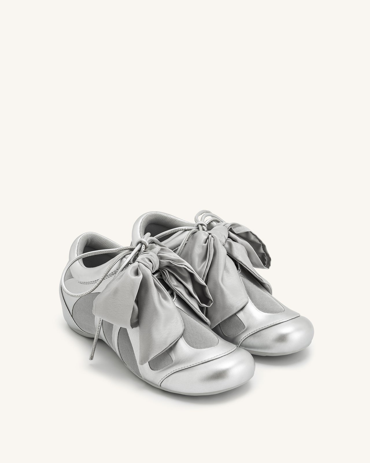 Rosie Metallic Schleifen-Tie Low Top Turnschuhe - Silber