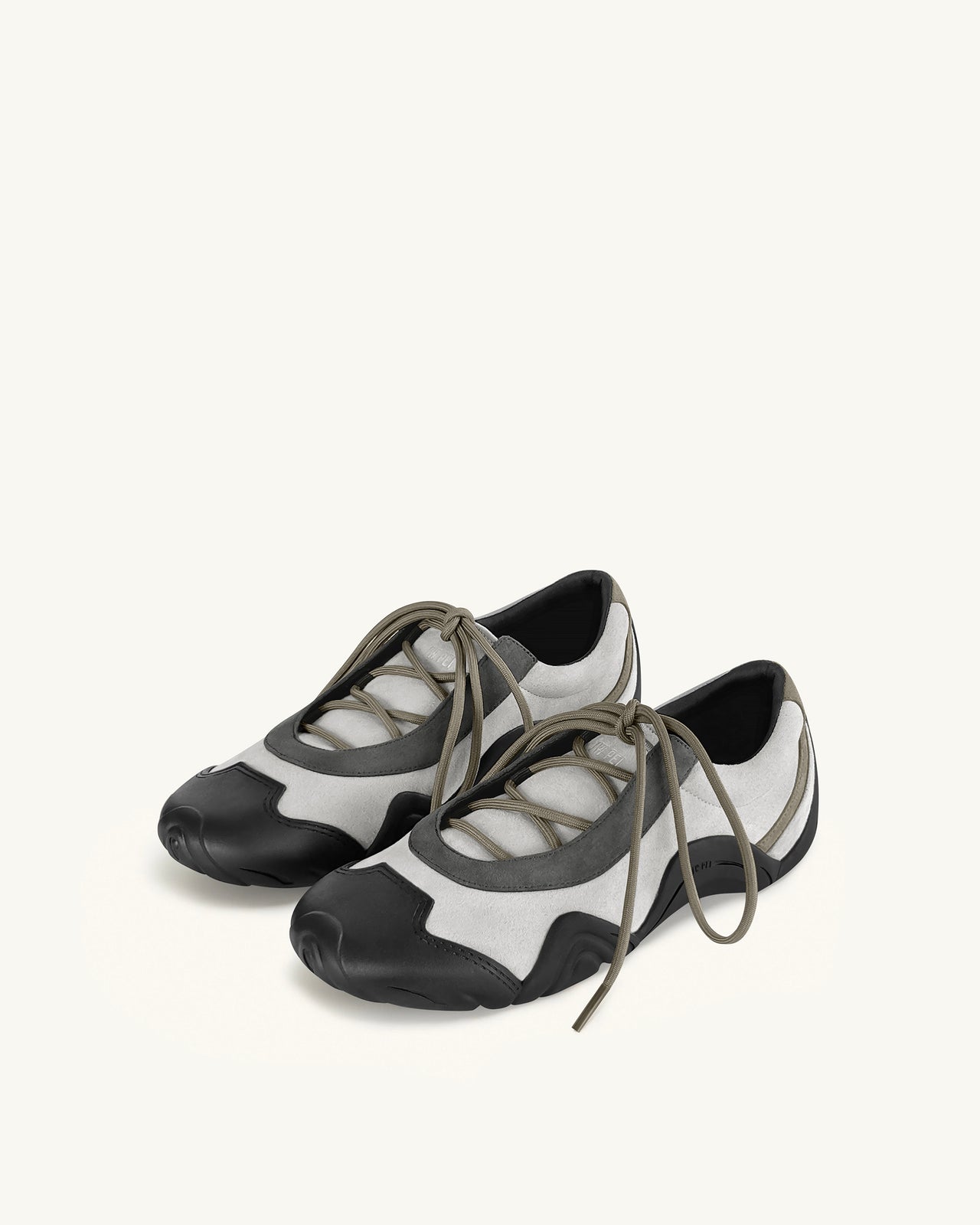 Caitlin Kunstwildleder-Schnürballerina-Sneaker - Grau-Mix