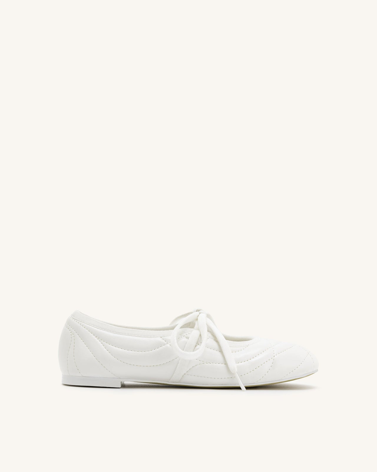 Erika Topstitching Lace-Up Ballerinas - Weiß