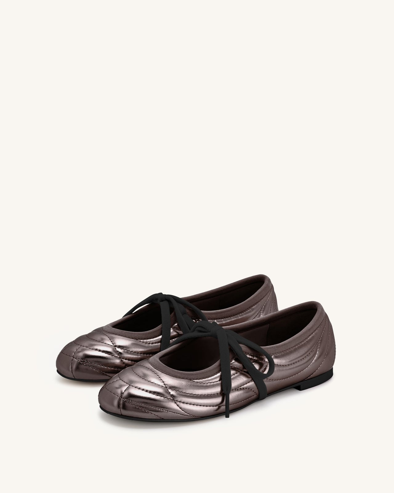 Erika Ballerinas mit Ziernähten und Schnürung – Dunkelbraun