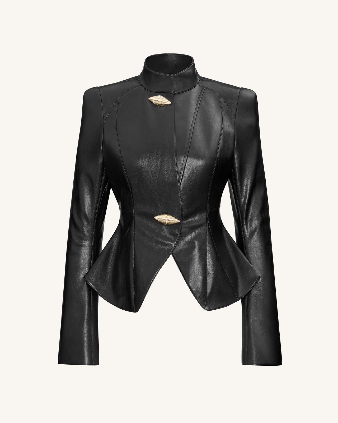 Herbst Metallic Muschel PU Jacke - Schwarz