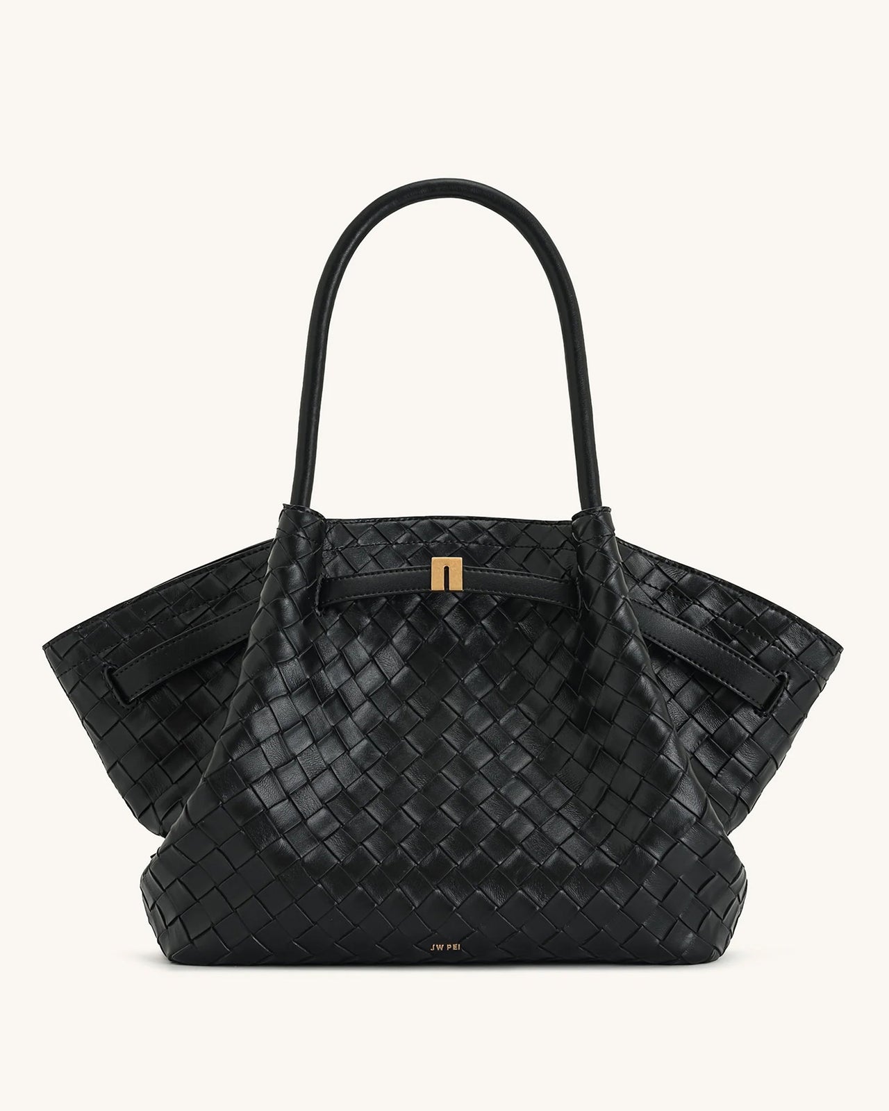Hana Große Tasche mit Webstruktur - Schwarz