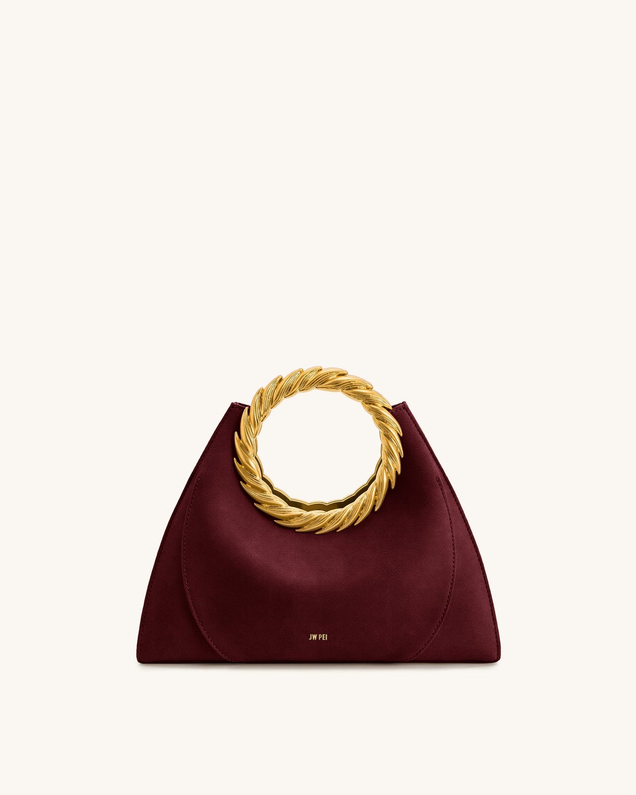 Amiya Blattgriff Kunstleder Skulptur Tasche - Merlotrot