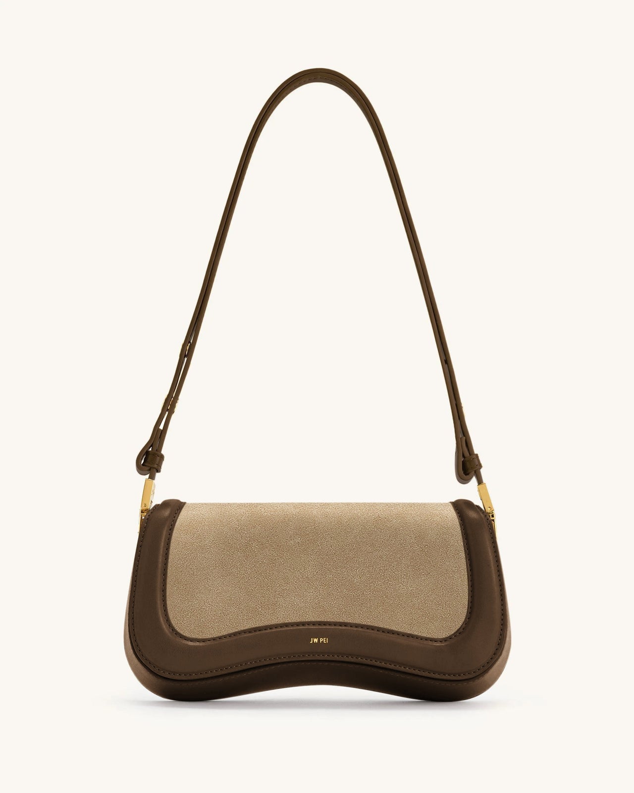 Joy Schultertasche aus Kunstwildleder – Khakibraun