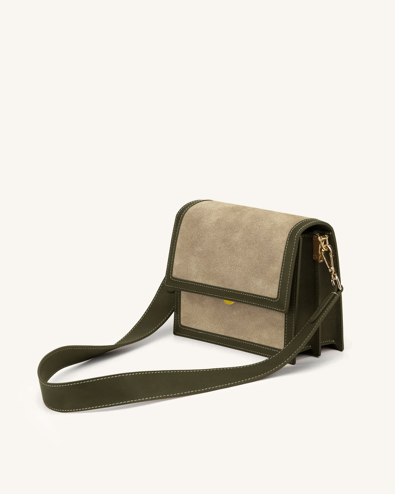 Mini-Klappen-Crossbody aus Kunstvelours - Grün