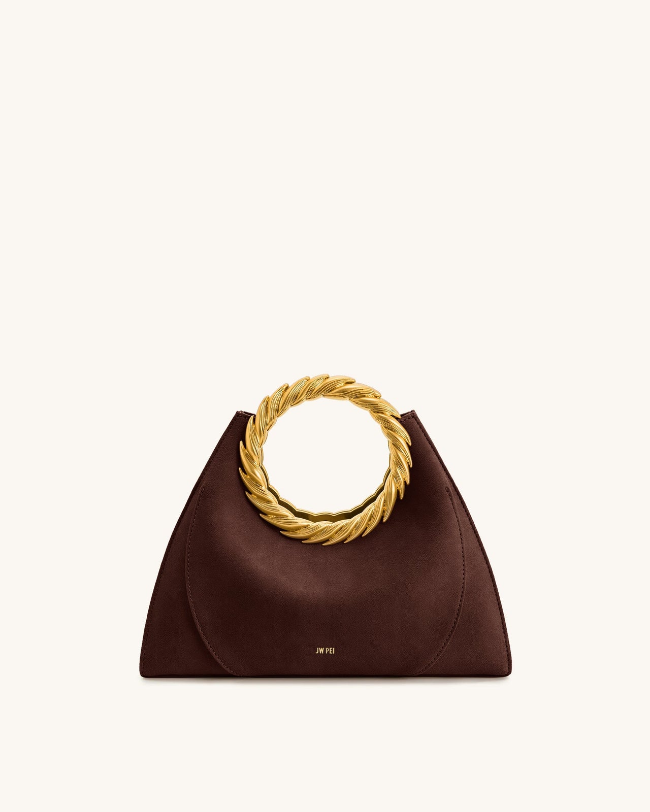 Amiya Blattgriff Kunstleder Skulptur Tasche - Mokkabraun