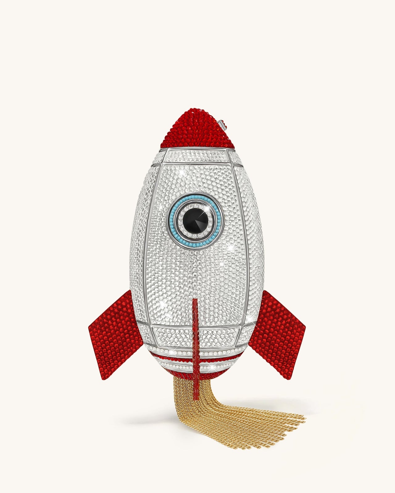 Rocket Form Kunstkristall Clutch - Silber