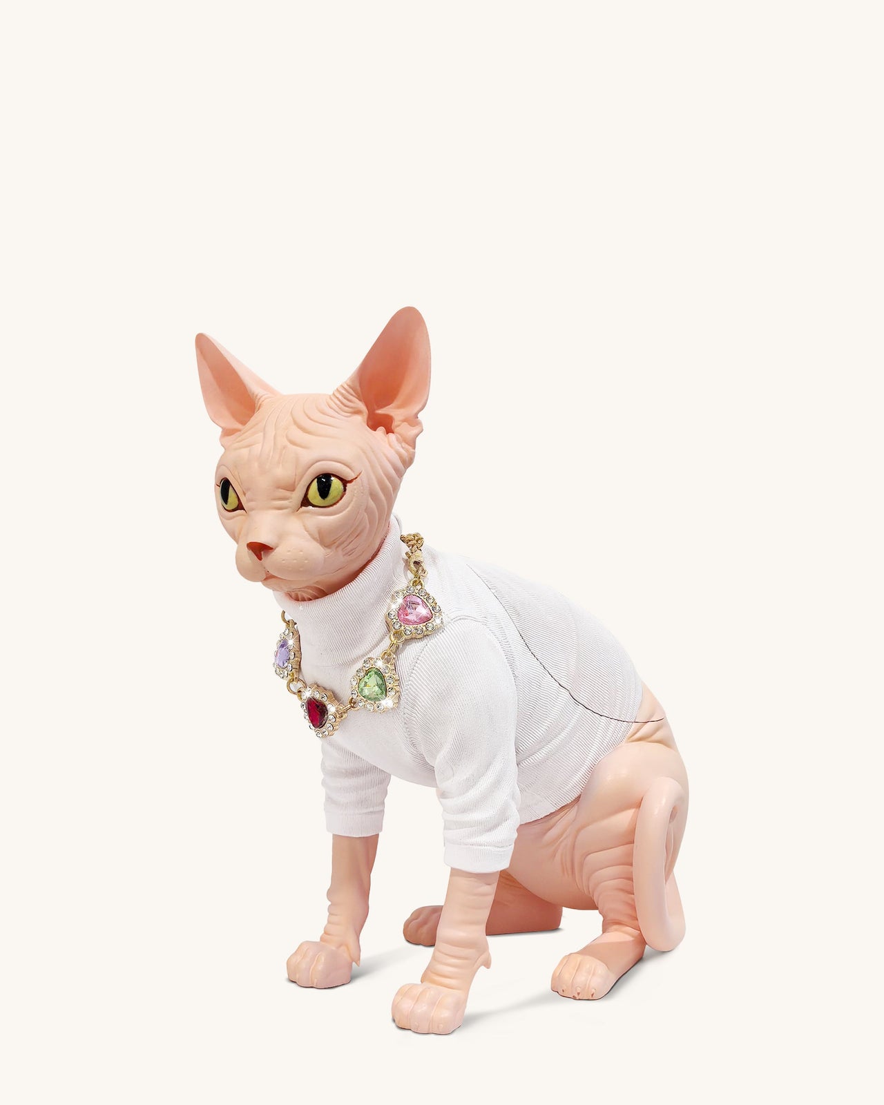 Sadie Katzen Clutch mit Edelstein-Halskette – Weiß