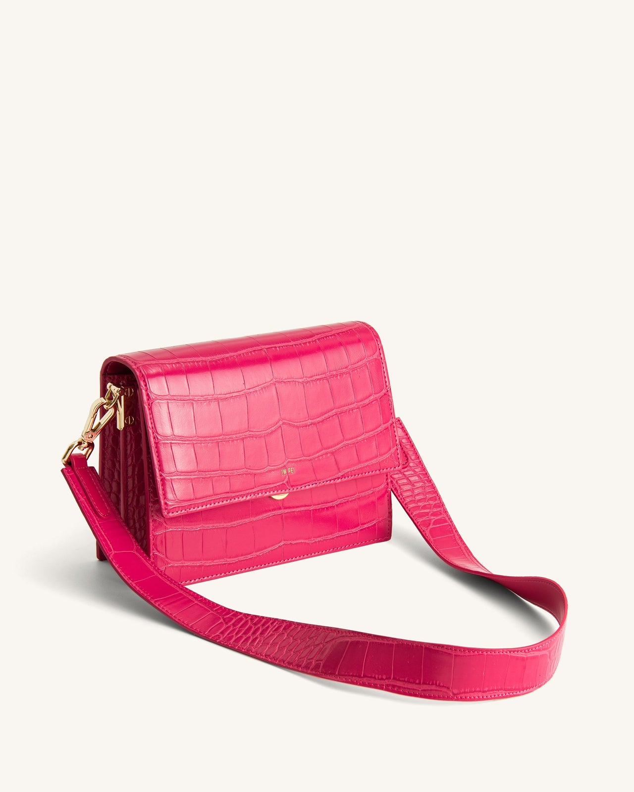 Mini Flap Crossbody - Magenta Krokodil