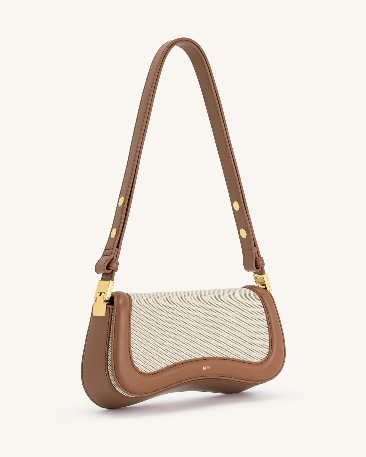 Joy Schultertasche - Braunes Leinwandmaterial