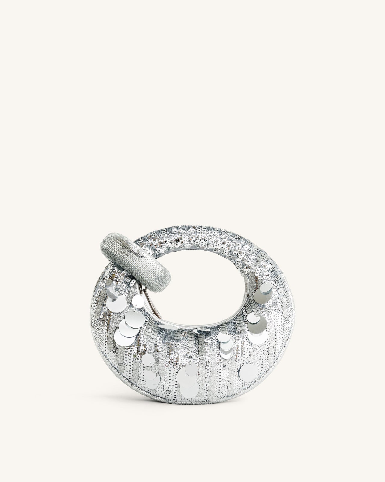 Abacus Metallic Pailletten Mini-Handtasche mit Obergriff - Silber