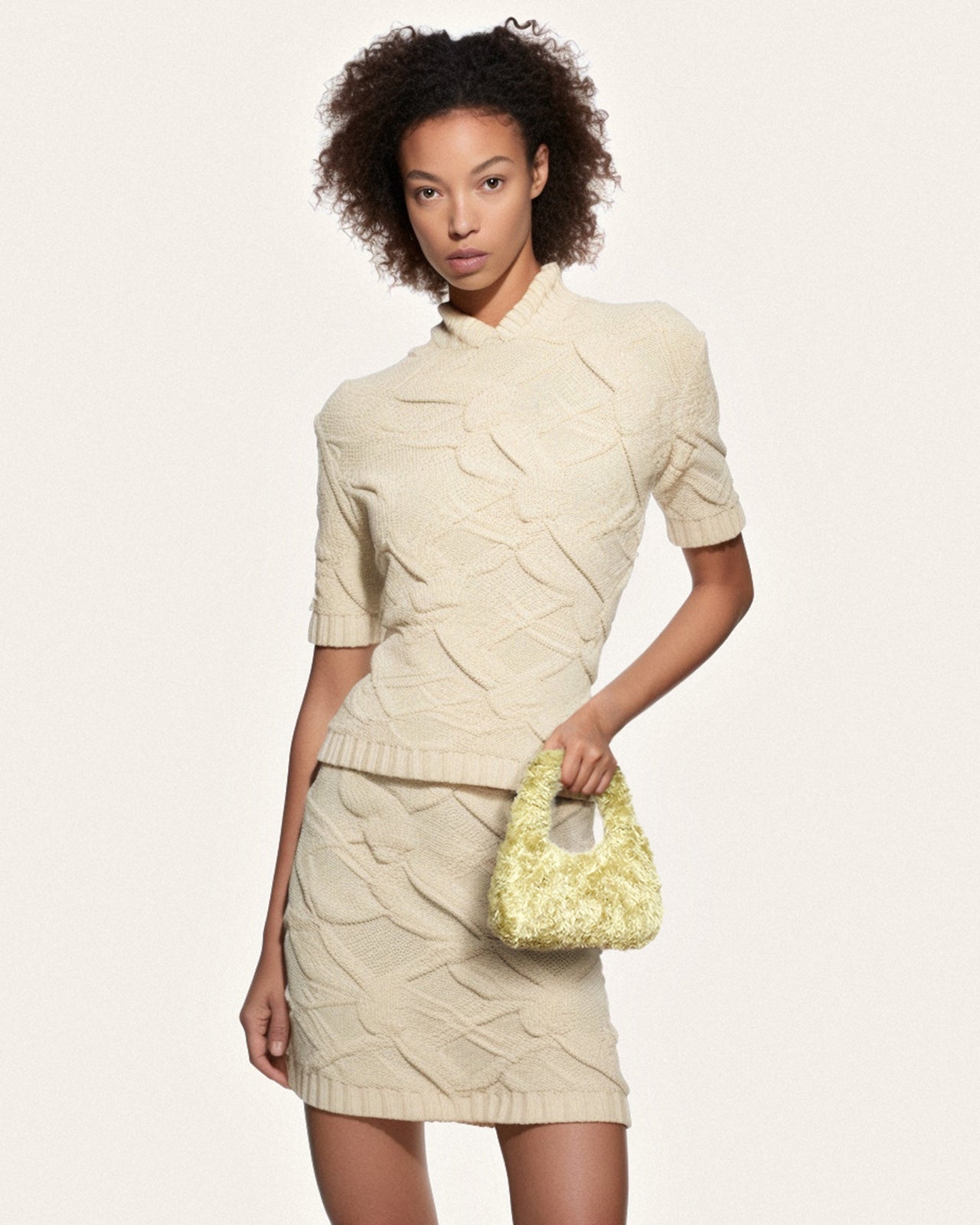 Gabbi Kunstfell-Mittelgroße Ruched Hobo-Handtasche - Hellgrün