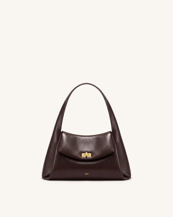Carmen Henkeltasche mit Klappe - Dunkelbraun