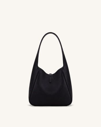 Bruna Genarbte Hobo-Tasche - Schwarz
