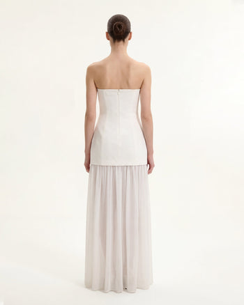 Trägerloses Maxikleid mit Blumenmuster-Mix - Elfenbein