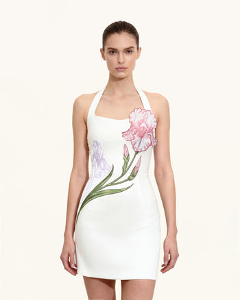 Blumen- Neckholder Bodycon-Kleid - Weiß