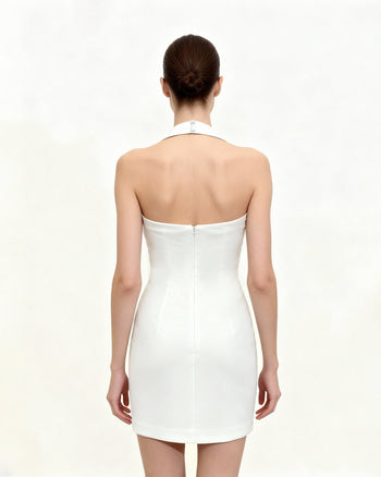 Blumen- Neckholder Bodycon-Kleid - Weiß